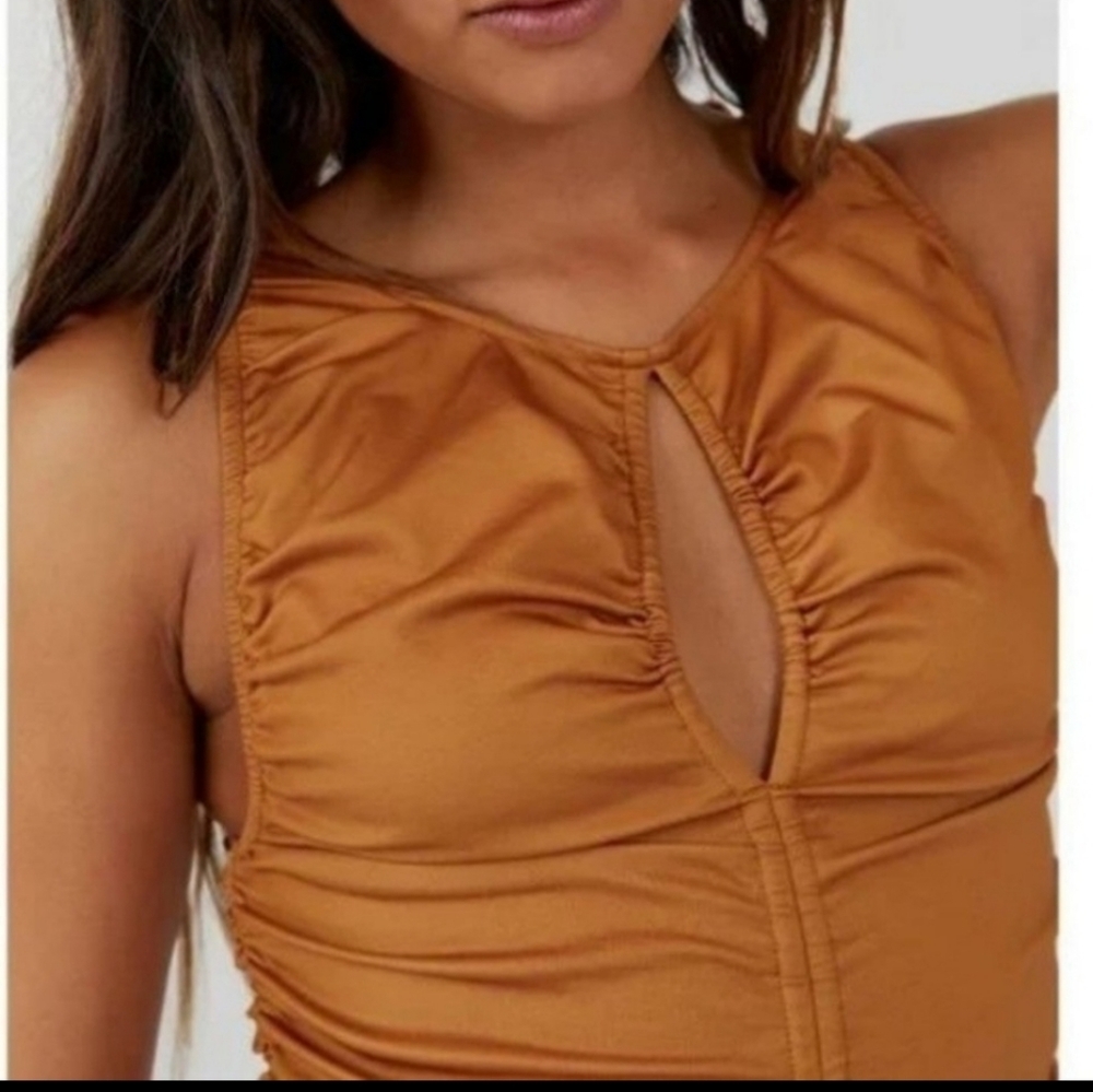 NWT Free People Ride Along Ruched Crop Tank in Cowgirl Large - Picture 7 of 7
